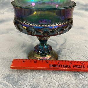 Vintage Indiana Glass Company, blue purple iridescent